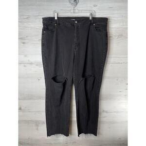 Old Navy Jeans Womens 24 Black High Rise O.G. Loose Distressed Ripped Knee